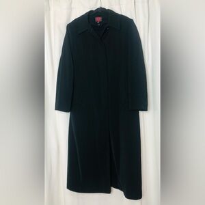 Gallery Elegant Black Long Trench Rain Removable Liner Lined Coat Y2K Plus Sz 14